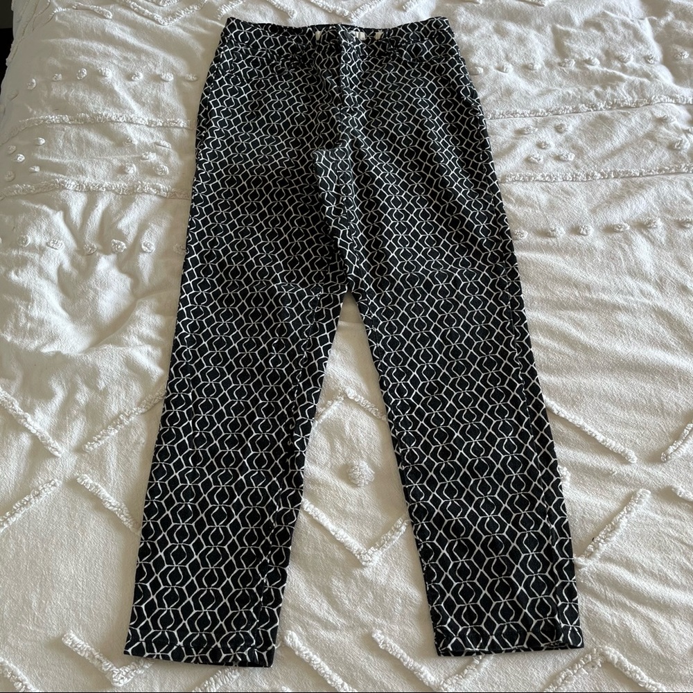 Jones New York Jeans Bottom Soho Ankle Geometric Pattern Print Slim Fit Size 10